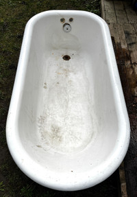 A Vintage Cast Iron Clawfoot Bathtub