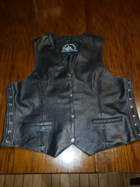 Mens Womens Leather motorcycle vest - 4XL