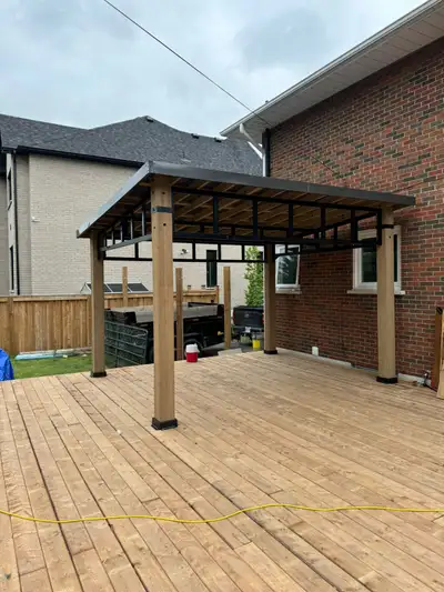Assembling a wood-aluminum gazebo, View more
