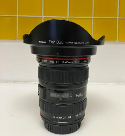 Canon wide angle17-40 mm f4 L (luxury) Series lens, View more