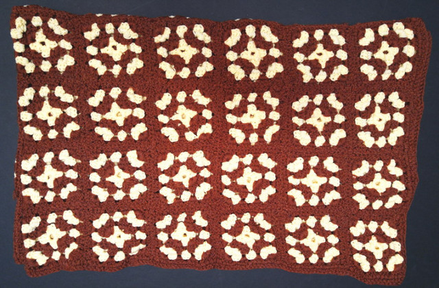 New chestnut-brown & cream 64 x 80-in handcrochet afghan blanket in Bedding in City of Toronto