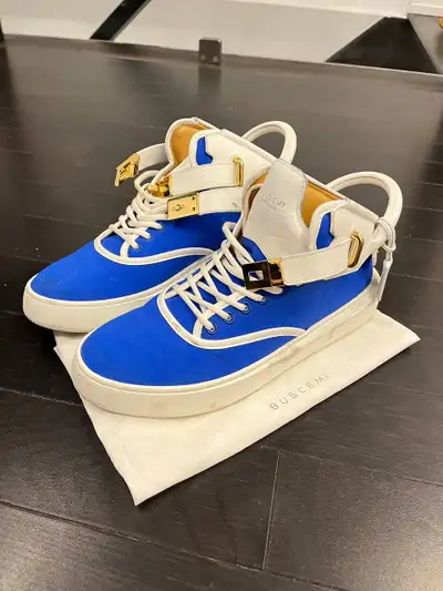 Buscemi Men's 100MM Blue/neon High Top Italian Luxury Leather, View more