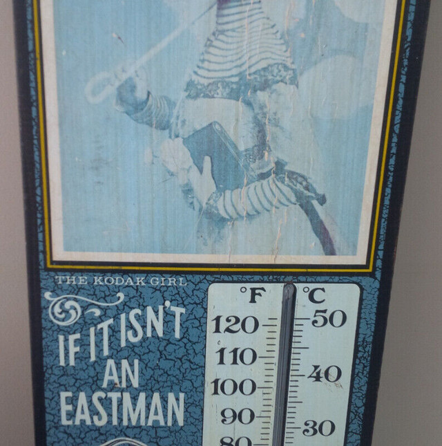 Kodak Thermometer In Wooden Frame, 23" Tall, Working Well in Arts & Collectibles in Stratford - Image 3