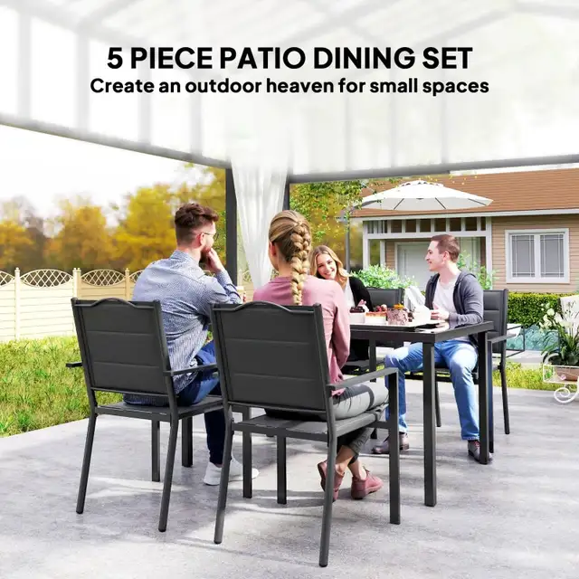 5 Piece Outdoor Dining Set w/ 4 Stackable Chairs, Rectangle Tabl in Dining Tables & Sets in Markham / York Region - Image 5