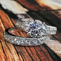 Swarovski White Gold Ring Set Diamond Wedding Bridal Engagement