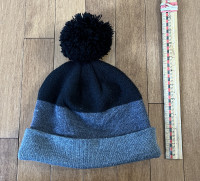 Dark grey & black hat with pom pom