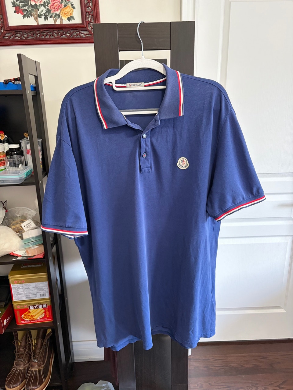 Moncler, Moncler Blue Polo Shirt XXL