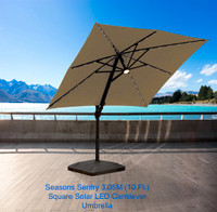 3.05 m (10 ft.) Square Solar LED Cantilever Umbrella