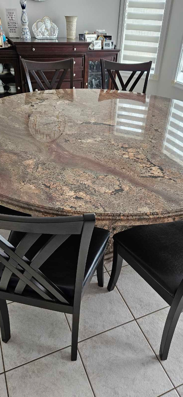 Table  - 70"  Granite dining table & 8 chairs  (custom made) *be in Dining Tables & Sets in Markham / York Region - Image 2
