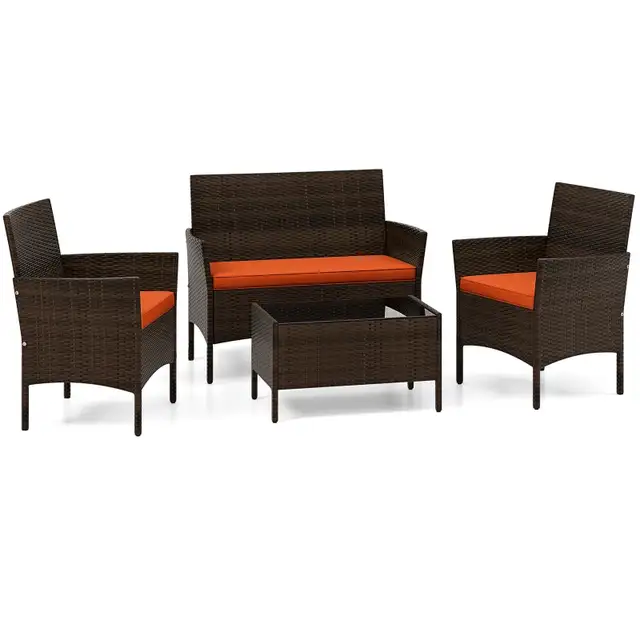 New 4 Piece Patio Rattan Conversation Set with Cozy Seat Cushion in Patio & Garden Furniture in City of Toronto - Image 3