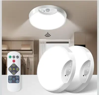 Brand New 2 Pack Rechargeable Motion Sensor Ceiling Light/White, View more
