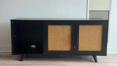 Black & Rattan TV Stand / Media Console, View more