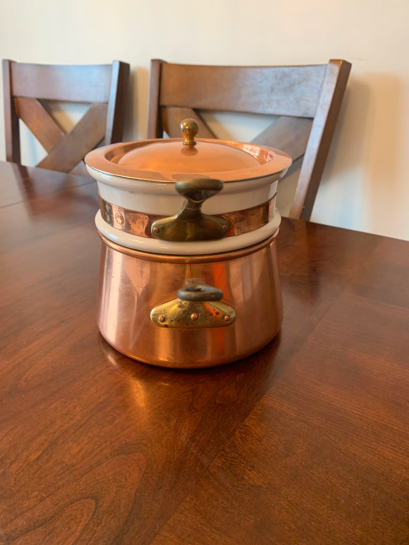 Vintage solid copper double boiler , used for sale  