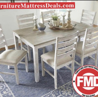 Brand New Cream/Brown 7 Pce Set Table and 6 Chairs Dining set Ru