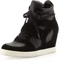 ASH cool wedges suede and leather sneakers