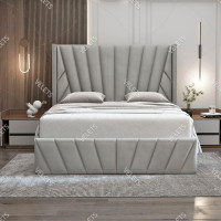 Elegant Headboard| Velvet Bed | Ottoman Bed Lift-Up Storage BED