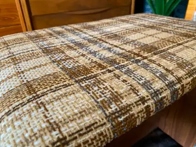 MCM Original Tweed Upholstery Side Table Bench, View more