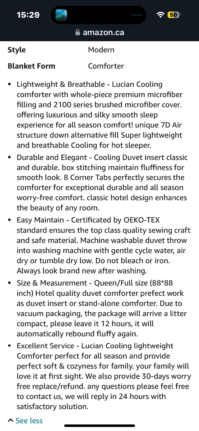 Lucian Queen SizeAll Season Comforter in Bedding in Windsor Region - Image 3