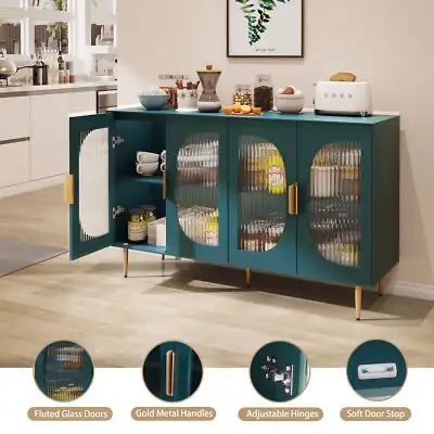 Sideboard Buffet Cabinet with Glass Doors Wood Accent Cabinet wi in Hutches & Display Cabinets in Markham / York Region - Image 8