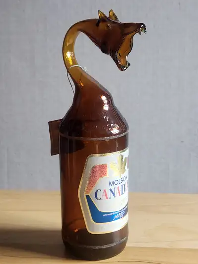 Vintage Molson Canadian Dragon Beer Bottle 1970s - 80s Handblown, View more