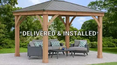 12X16 YARDISTRY CEDAR GAZEBO WITH ALUMINUM ROOF BRAND NEW BRAND NEW IN BOXES COME WITH 5 YEAR WARRAN...