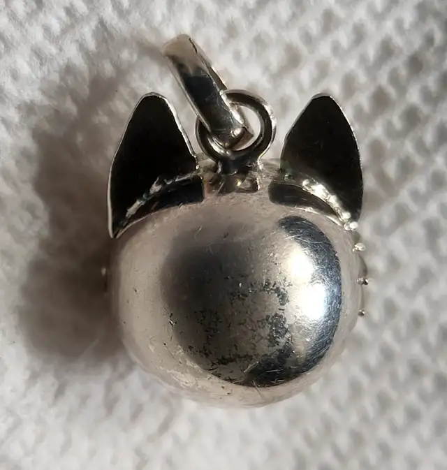 Sterling Silver Hollow Round Cute Cat Pendant Charm63654761881473123