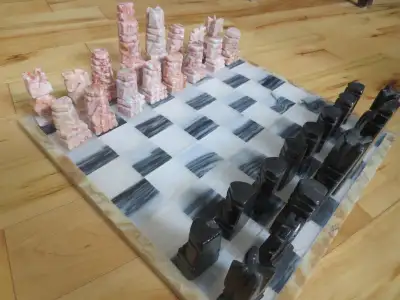 Solid Onyx Marble Chess Set hand carved pieces and chess Board, View more
