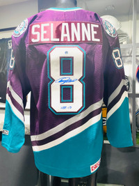TEEMU SELANNE Signed Winnipeg Jets Navy Adidas PRO Jersey- HOF17