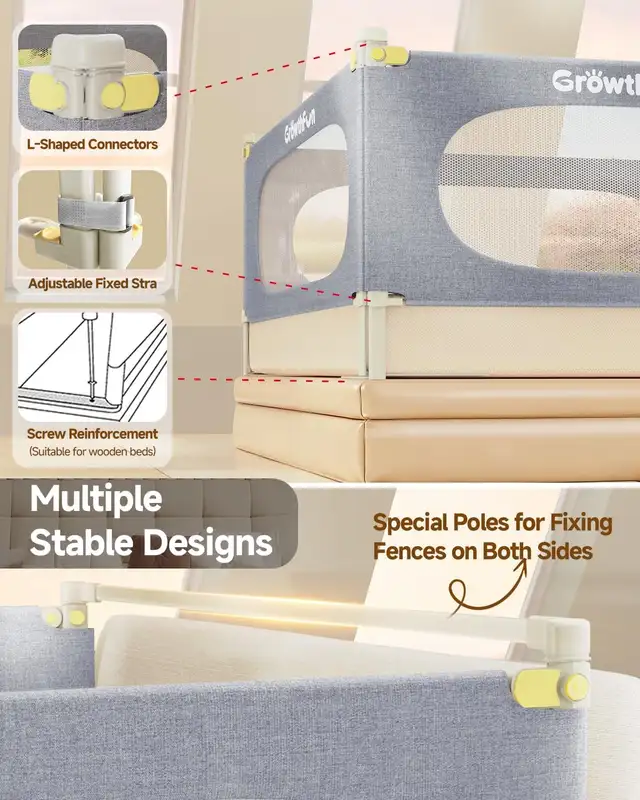 Growthfun 3-Piece Queen Size Bed Rail in Beds & Mattresses in Truro - Image 6