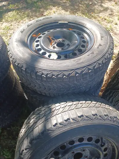 4 firestone winterforce tires on steel rims. Was mounted on a 2018 ford explorer. May fit ford edge...