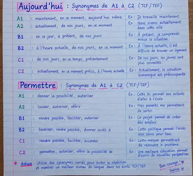 French classes (TCF /TEF)