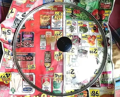 Large glass lid for cooker 14.5" diameter, stainless steel rim, View more