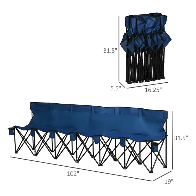 Outsunny 6 Seat Foldingblue Camping Chair with Cup Holder  in Chairs & Recliners in Markham / York Region - Image 3