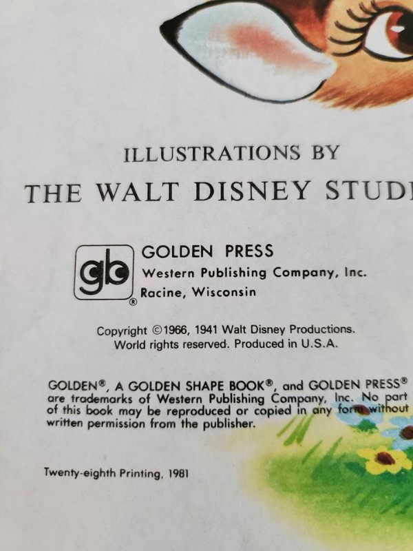 1981 Walt Disney "The Bambi Book" in Children & Young Adult in Edmonton - Image 2