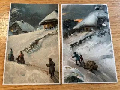 Pair of Vintage Christmas Postcards, View more