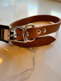 BRAND NEW Tan Genuine Leather Dog Collar