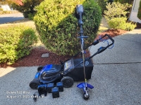 80 Volt Eletric Lawn Mower & Weed Wacker PLUS 3 Batteries