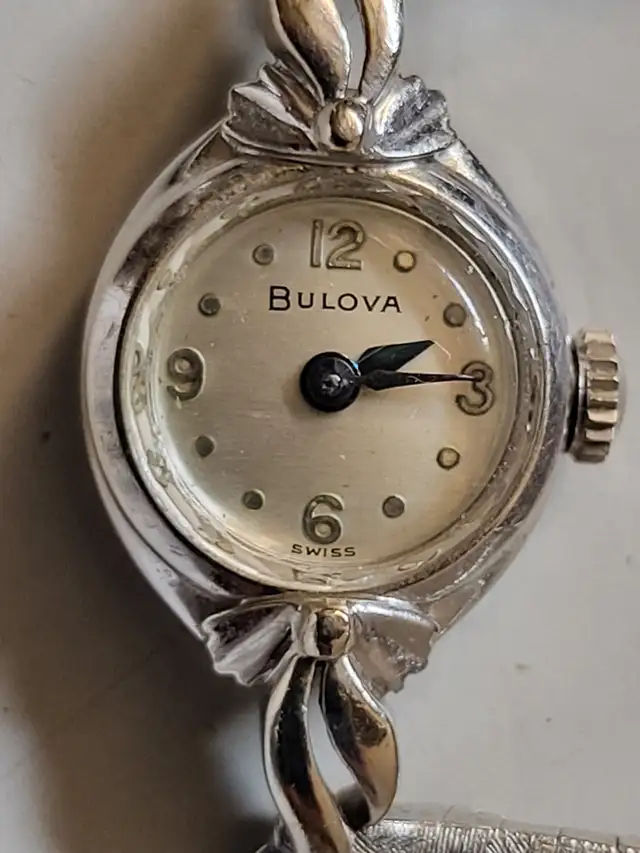 Vintage 14k Solid White Gold Bulova Mechanical Ladies Watch63654761735299120