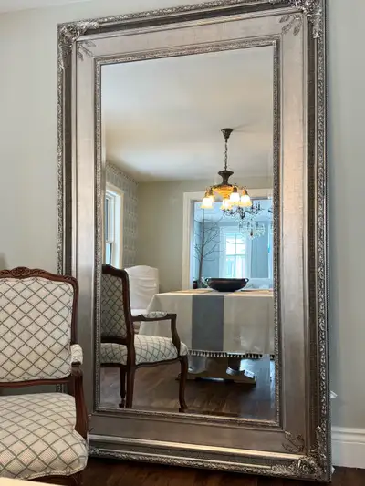 7.5 ft Oversized Silver-Leaf Baroque Mirror – Full Length, View more