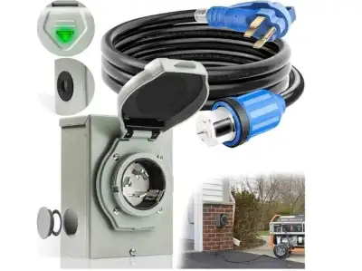 50 Amp Generator Cord and Power Inlet Box, 15FT, View more