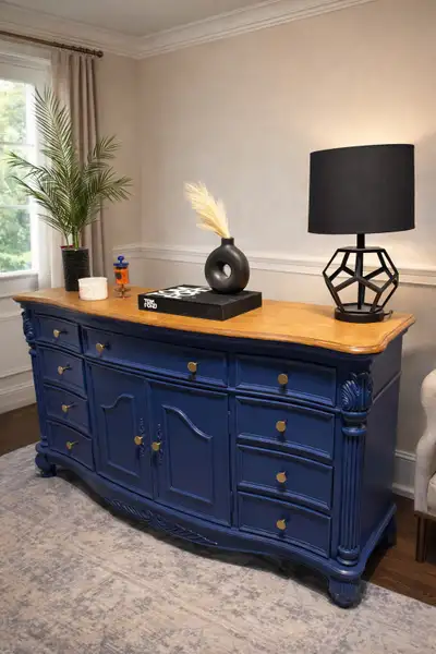 ✨ Refinished Navy Blue Solid Wood Dresser  – One of a Kind, View more