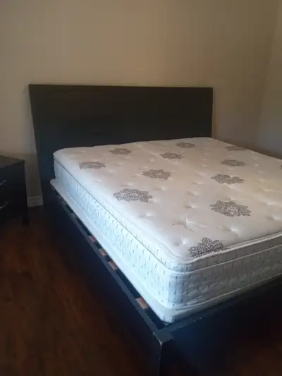 King Bed Frame, mattress, solid wood, good condition., View more