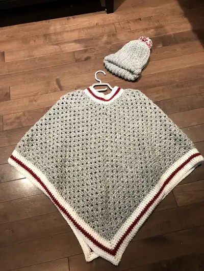 Hand made poncho and matching hat $ 40 firm, View more