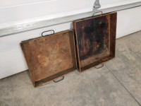 Pair of antique large commercial metal baking pans