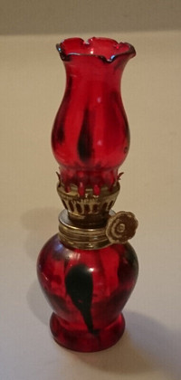 Vintage Miniature Red Oil Lamp