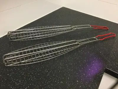 2 Fish BBQ Grill Baskets W Handle, View more