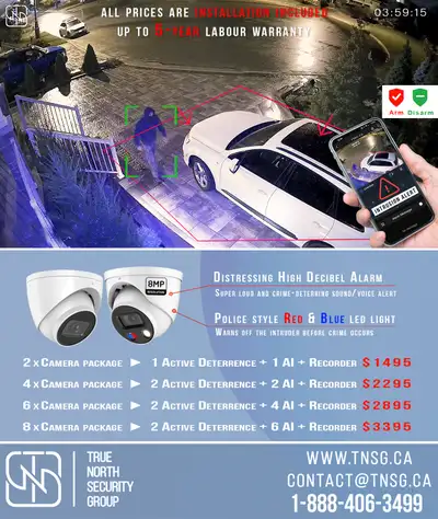 Active Deterrence Siren Security Camera System with installation, View more