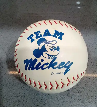 Walt Disney Team Mickey collectible character autographed souvenir softball. Very good condition. Pi...
