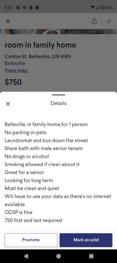 room available family, no parking