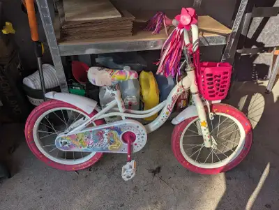 Brand New, Kids Barbie Bike, Size 16 with training wheels, View more